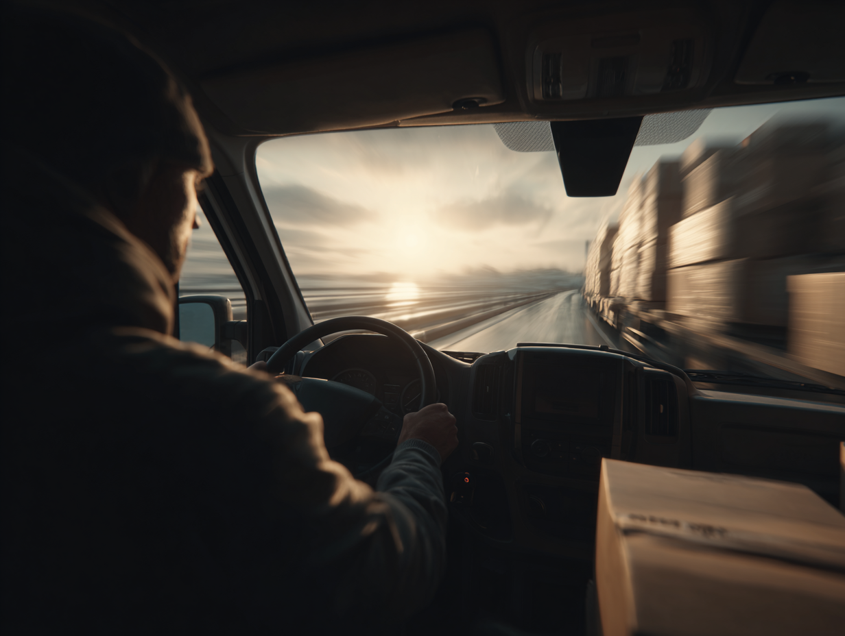 davidundgoliath inside of a delivery van while driving view f 2c7350af e3f7 401c 86a4 5fc77a43fe26 2